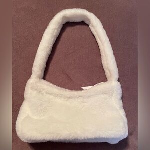 Elegant White Faux Fur Shoulder Bag like New!